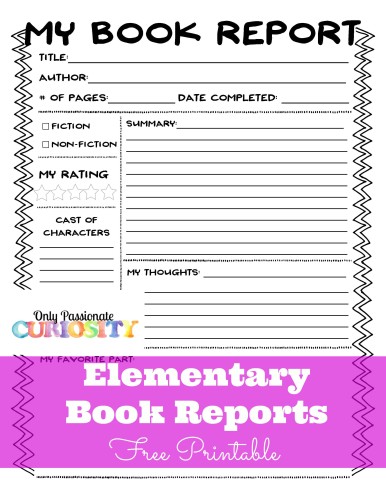FREE Elementary Book Reports
