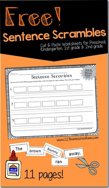 FREE Sentence Scramble Worksheets