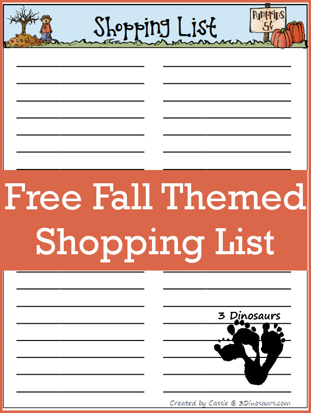 FREE Fall Shopping List