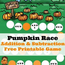 Instantly download this FREE Pumpkin Race Printables Pack for a fun Fall-themed math game! #fhdhomeschoolers #freehomeschooldeals #fallresources #homeschoolmath #hsfreebies