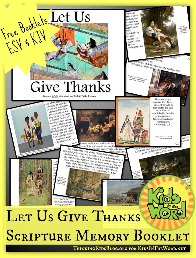 Free Let Us Give Thanks Scripture Memory Booklets