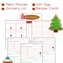 Free Christmas Themed Menu Planner Printables Set