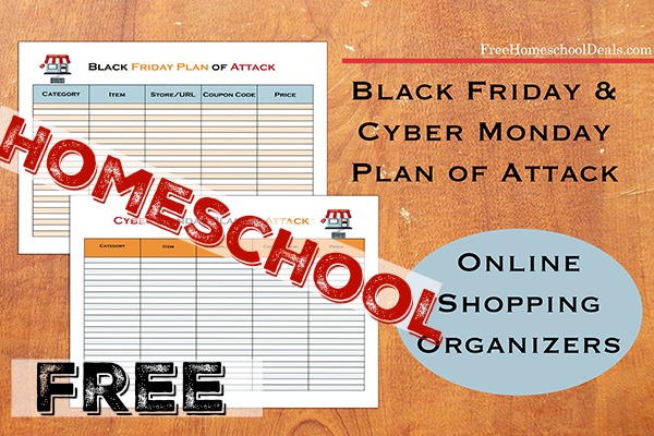 FREE HOMESCHOOL Black Friday and Cyber Monday Planning Printables Set!