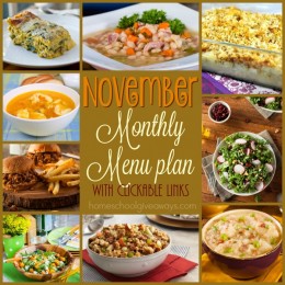 FREE November Monthly Menu Plan {downloadable + clickable links}