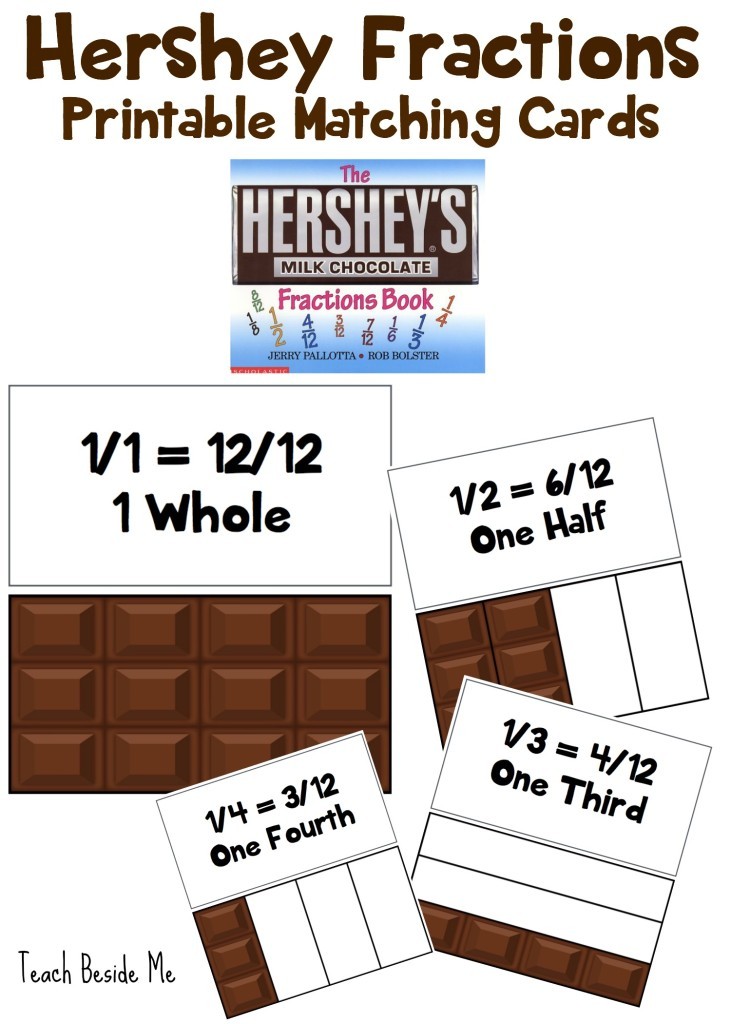 FREE Hershey math Fractions Cards