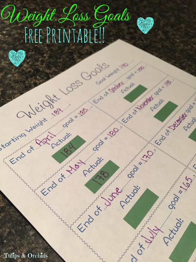 Weight Loss Goals: Free Printable