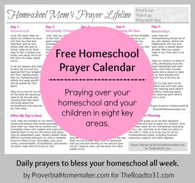 Free Homeschool Prayer Calendar