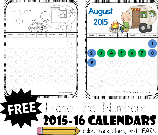 Trace the Numbers Calendar