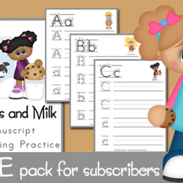 FREE Cookies and Milk Handwriting Practice Set