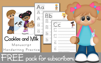 FREE Cookies and Milk Handwriting Practice Set