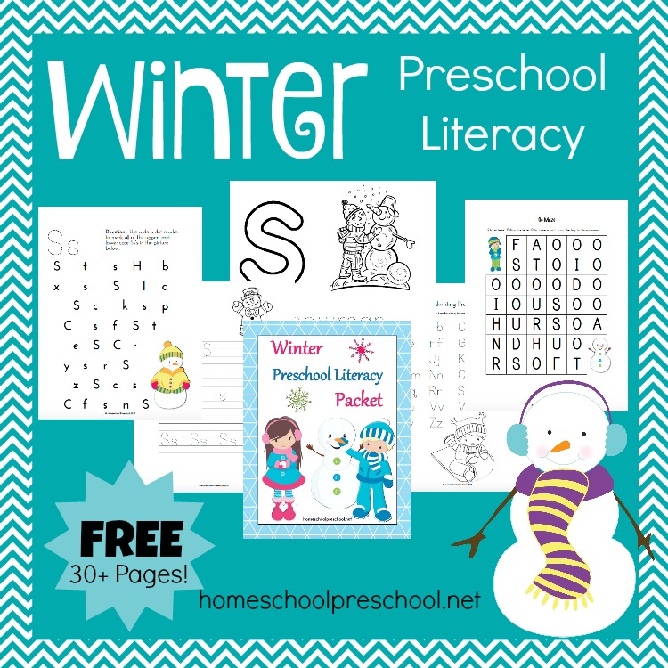 FREE Winter Preschool Literacy Pack