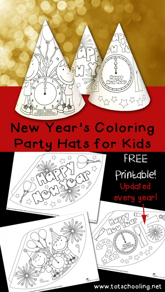 FREE New Years Coloring Hats