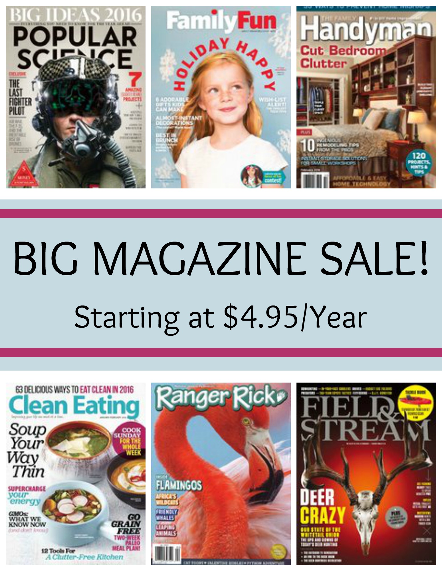 BIG Magazine Sale - As Low As $4.95/Year!