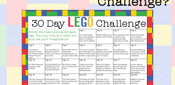 30-Day LEGO Challenge - free printable instant download!
