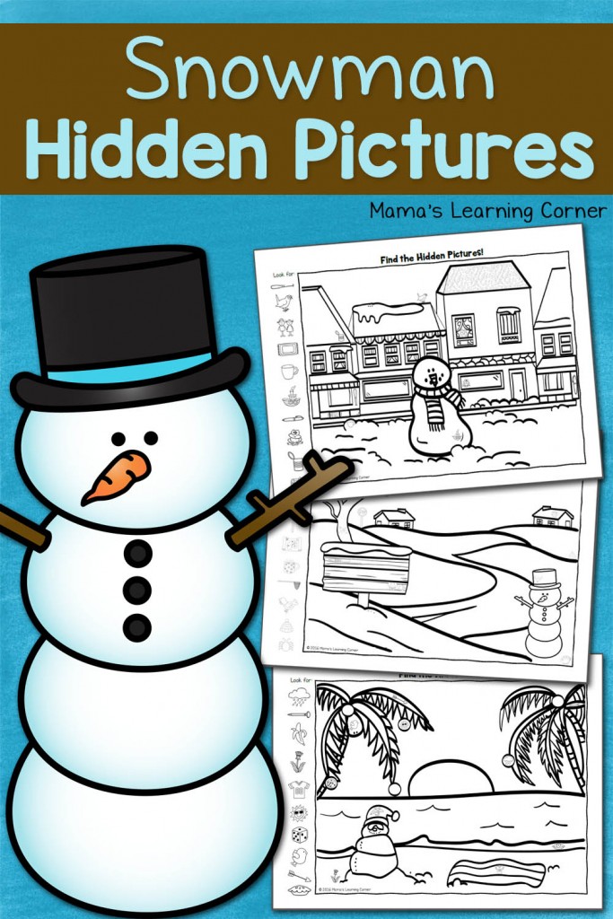 Snowman Hidden Picture Worksheets