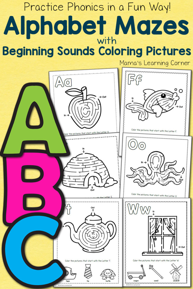 FREE ABC Mazes Coloring Pages