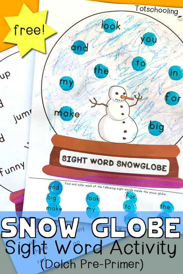 FREE Snow Globe Sight Word Activity