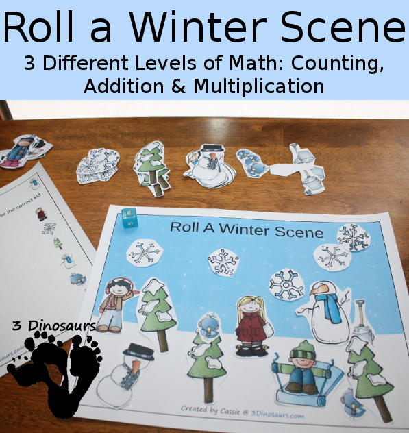 FREE Roll a Winter Scene Math Packs