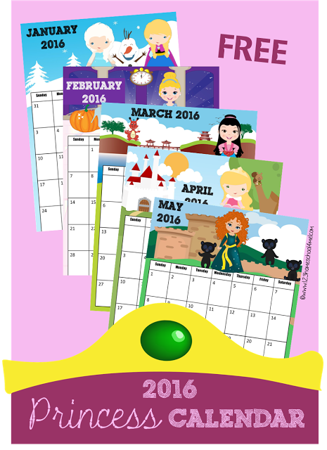 FREE Princess inspired Calendars