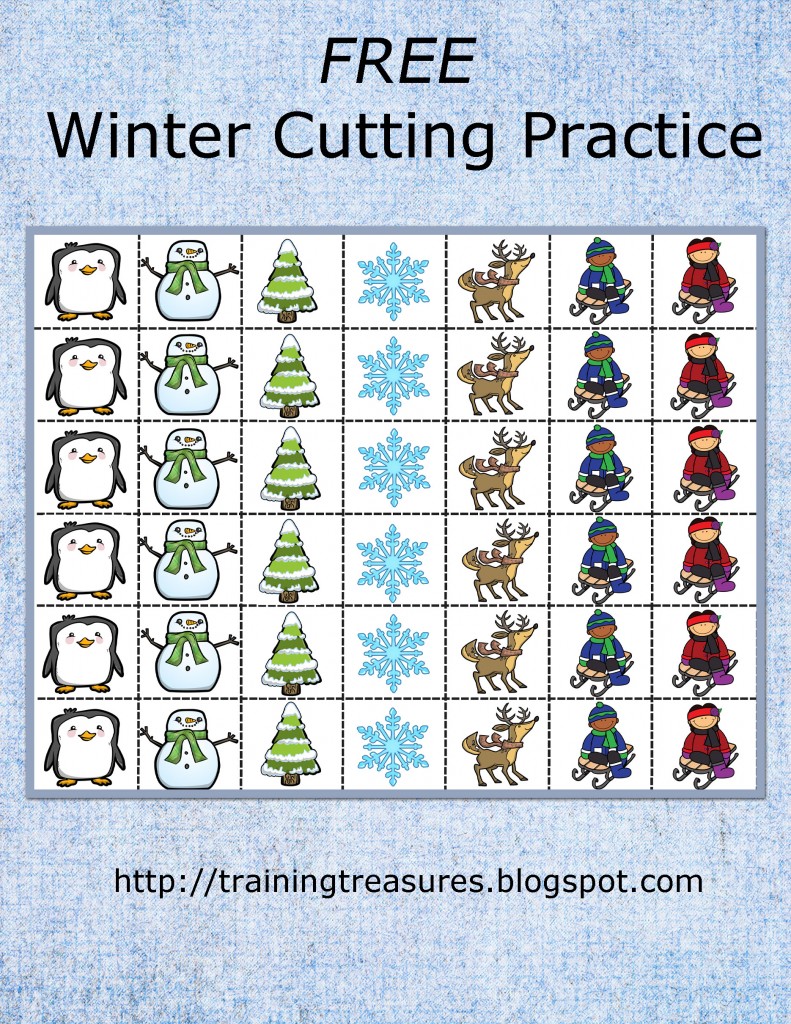 FREE WInter Cutting Practice Pages