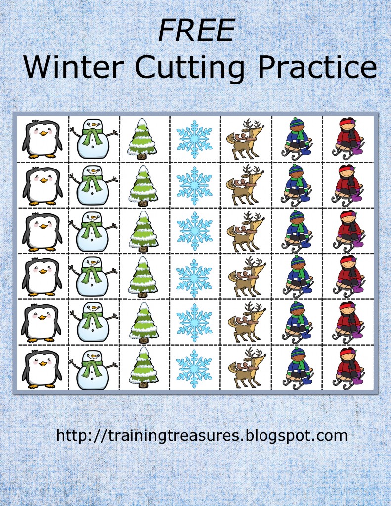 FREE WInter Cutting Practice Pages