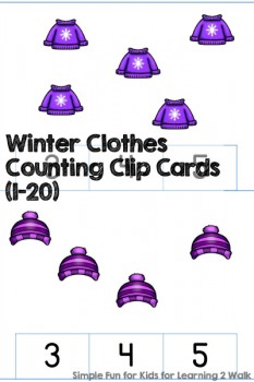 FREE Winter Clothes Clip Counting Cards