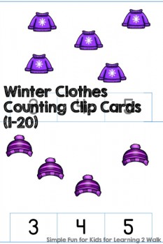 FREE Winter Clothes Clip Counting Cards