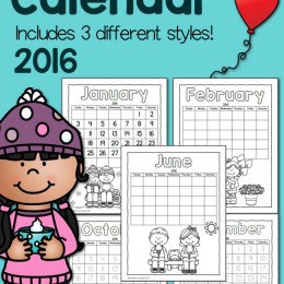FREE 2016 Calendar to Color