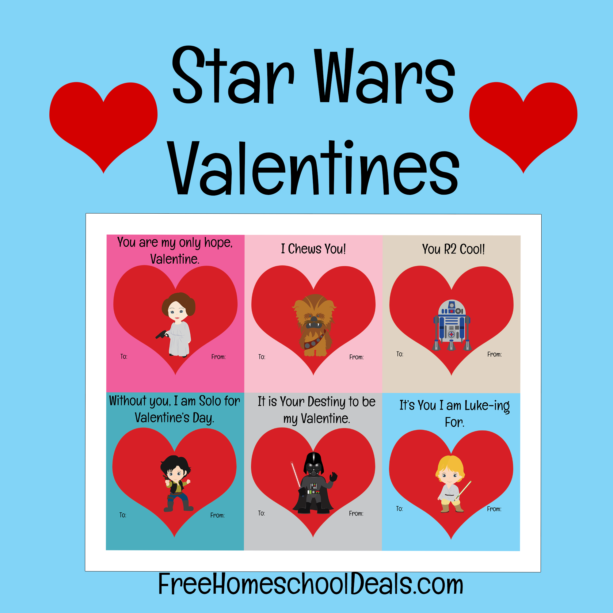 Free Printable Star Wars Valentines instant Download 
