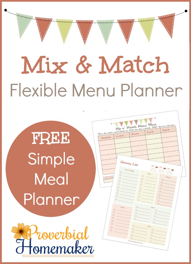 FREE Mix & Match Flexible Menu Planner Printables