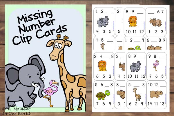 FREE Missing Number Clip Cards