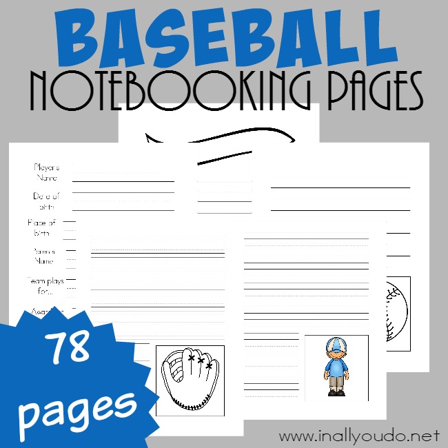 FREE Baseball Themed Notebooking Pages