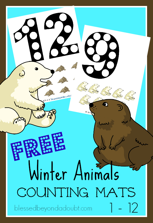 FREE Winter Animal Counting Cards