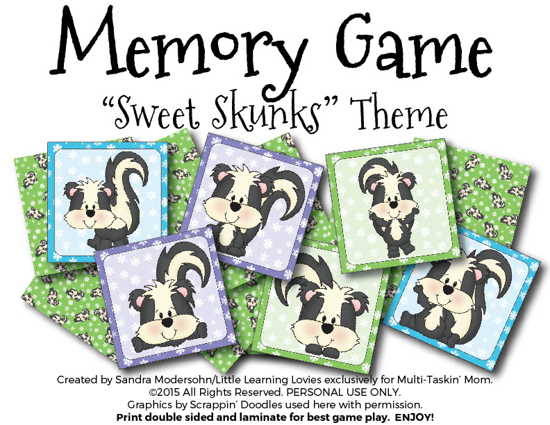 FREE Sweet Skunks Memory Match Game