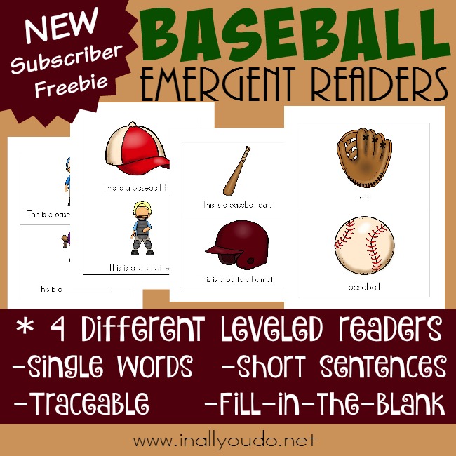 FREE Baseball Emergent Readers