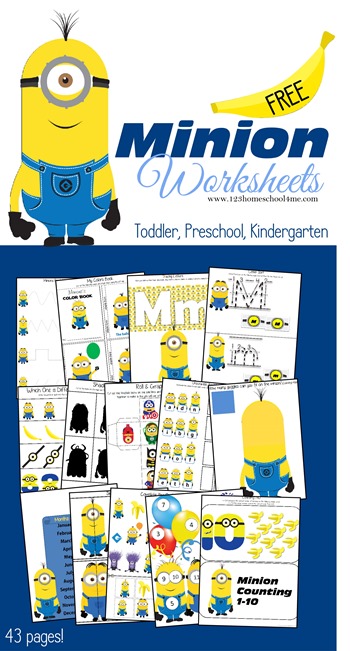 FREE Minions Worksheets for Kids