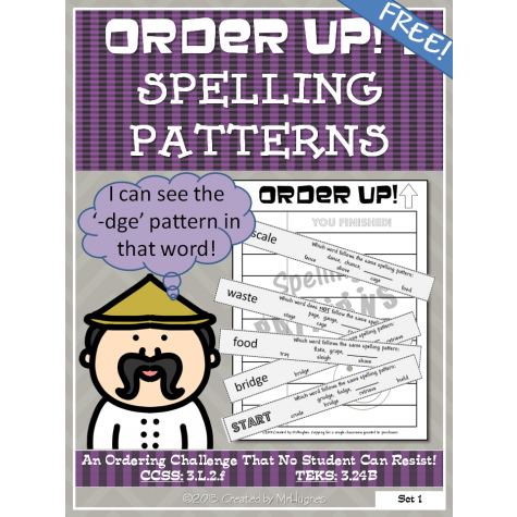 Homeschool Freebies- Spelling Pattern Order Up Download!