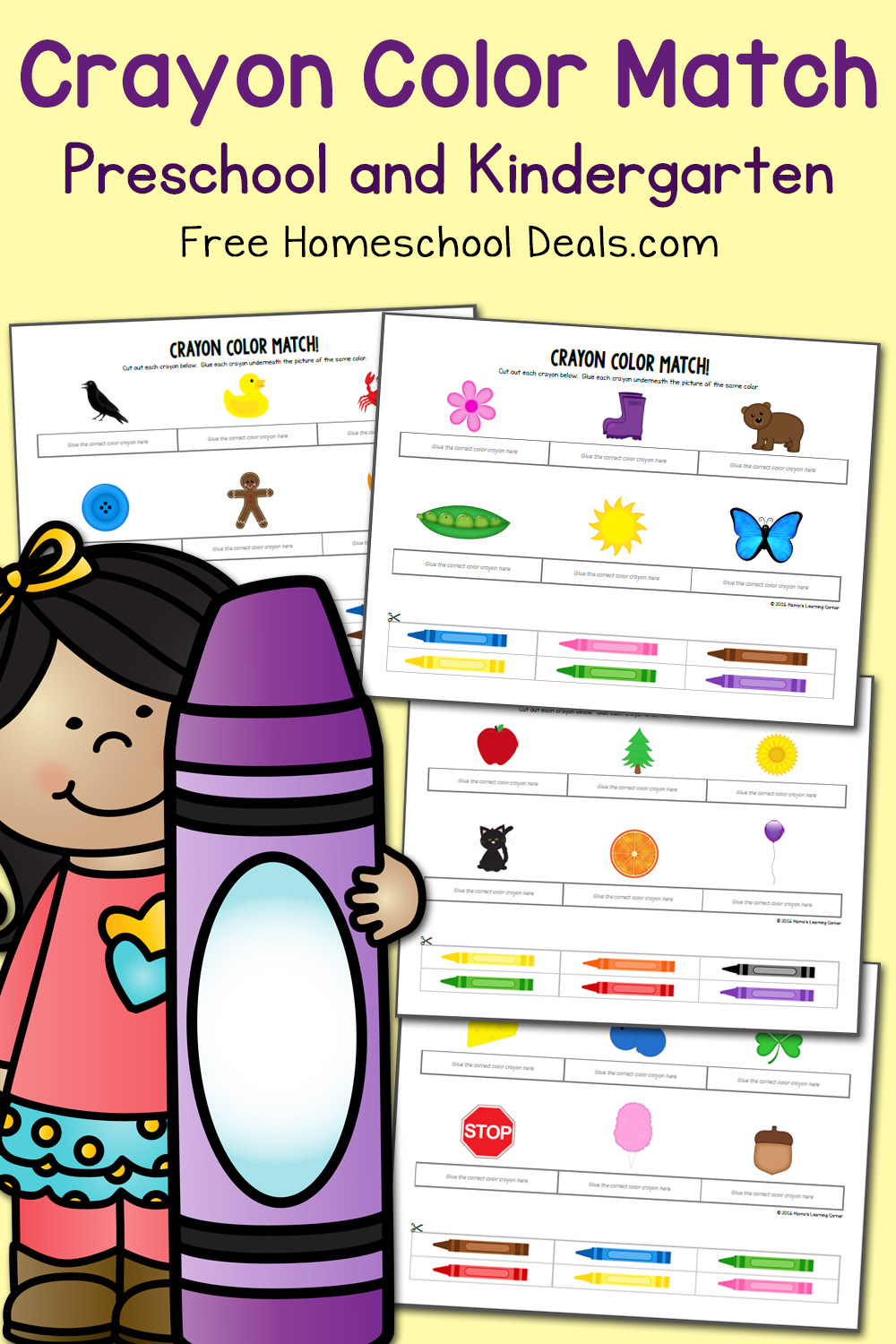 FREE CRAYON COLOR MATCH PRINTABLES PACK (Instant Download)