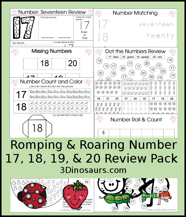 FREE Romping and Roaring Numbers Pack