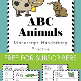 FREE ABC Animals Handwriting Manuscript Practice Pack