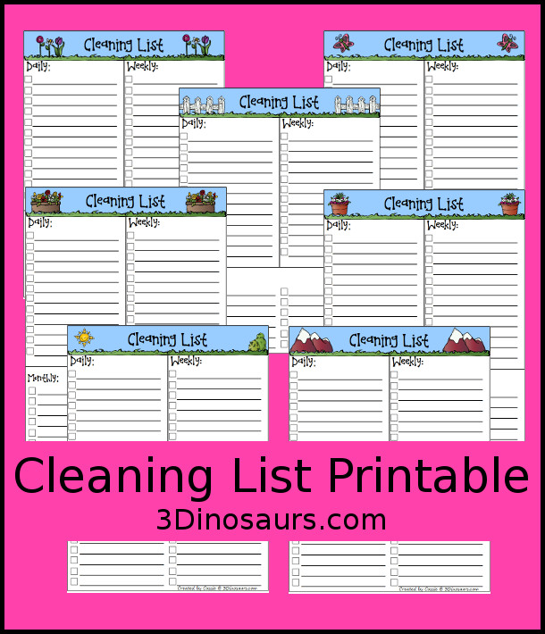 FREE Spring Cleaning Printables