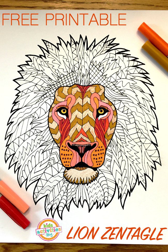 FREE Lion Zentangle Printable