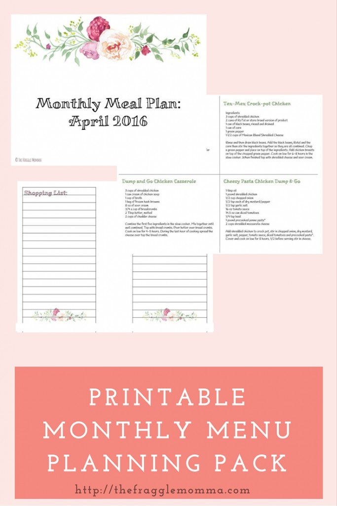 FREE Monthly Meal Planning Pack