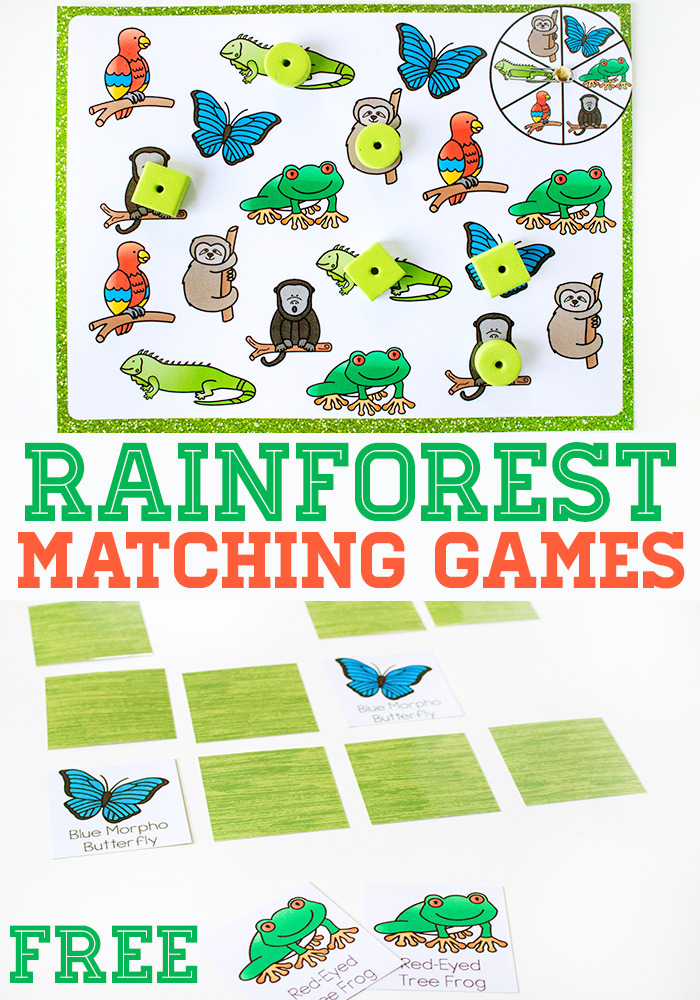 FREE Rainforest Matching Game