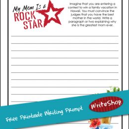 Free My Mom Is a Rock Star Writing Prompt Printable