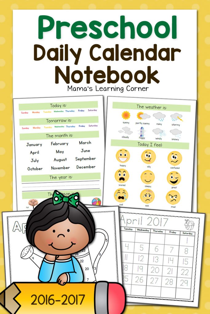 Preschool Calendar Notebook - days of the week, months of the year, weather, feelings, and more!