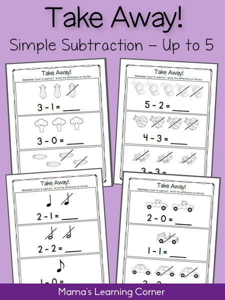 Subtraction Practice to 5 Take Away