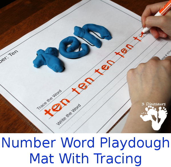 FREE Number Words Playdough Mats