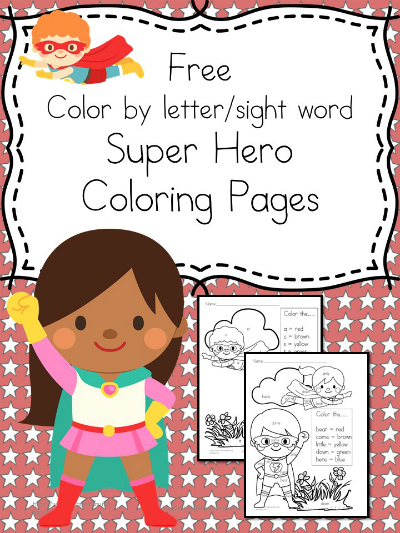 FREE Super Hero Sight Words Coloring Pack