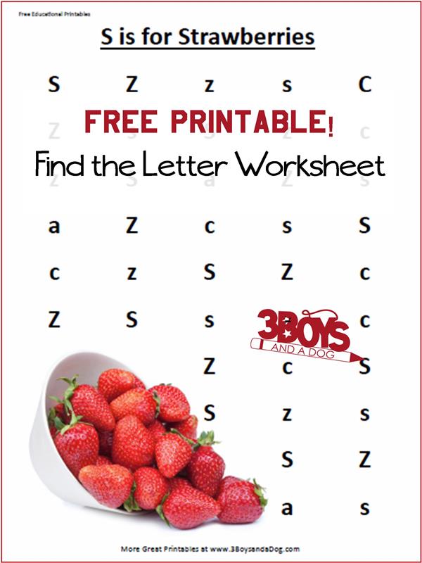 FREE S is for Strawberry Printables